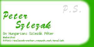 peter szlezak business card