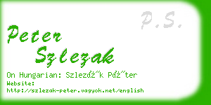 peter szlezak business card